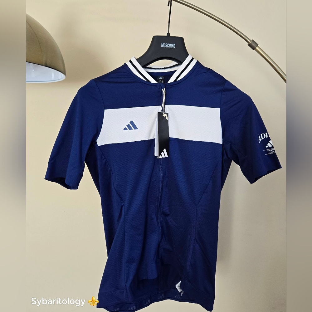 NWT ADIDAS HERITAGE TEMPO 3-Stripes Dark Blue Athletic Zip Cycling Jersey Size:M